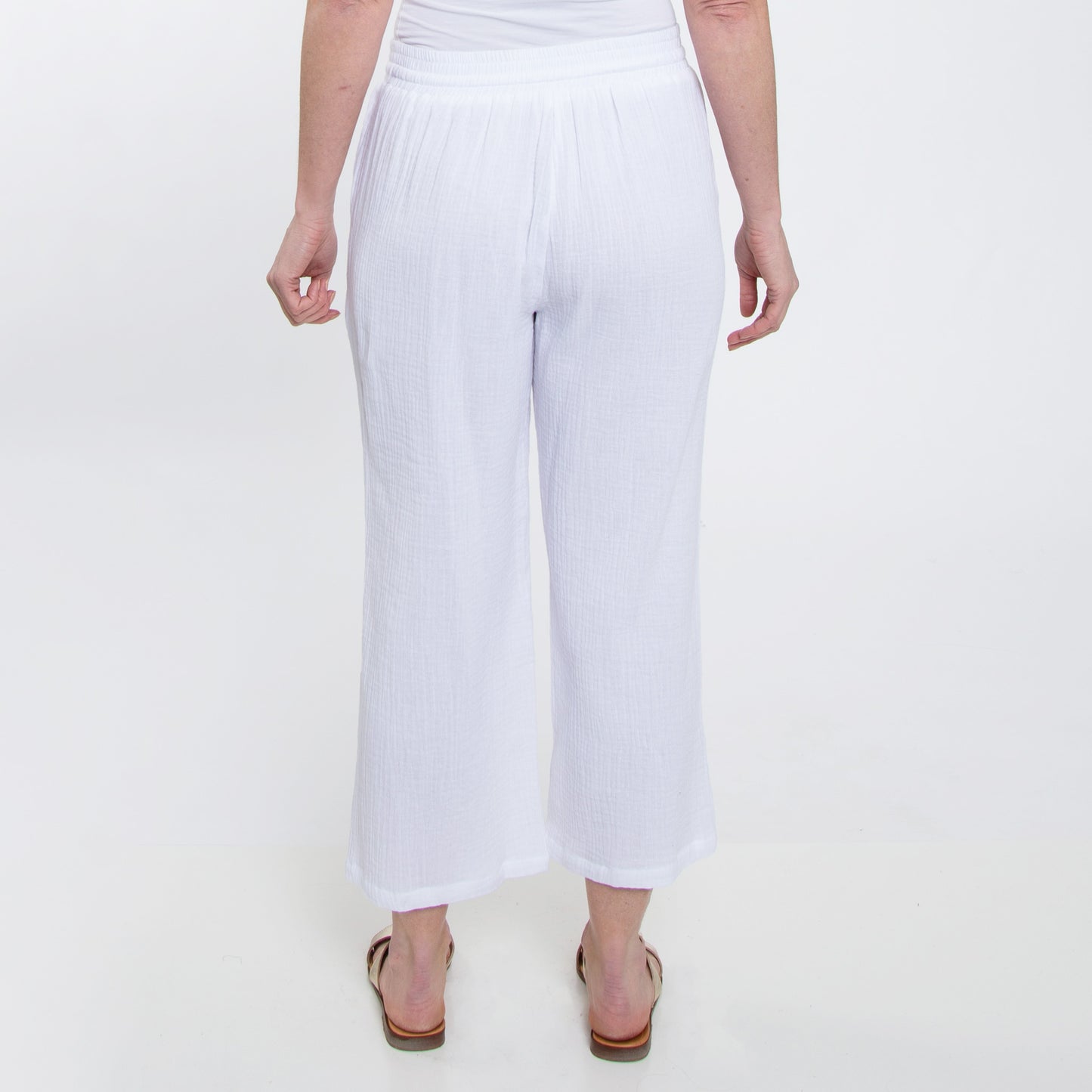 Monroe Cotton Gauze Wide Leg Cropped Drawstring Pant