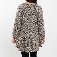 Hollis Ruffle Long Sleeve Ikat V-Neck Tie Blouse