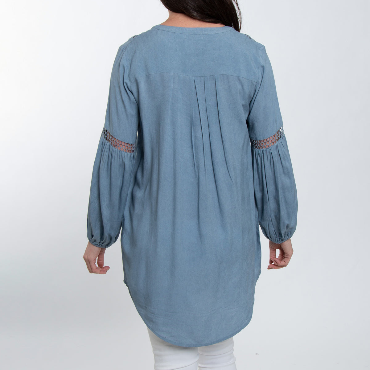 Oakley V-Neck Long Sleeve Lace Trim Tunic Shirt
