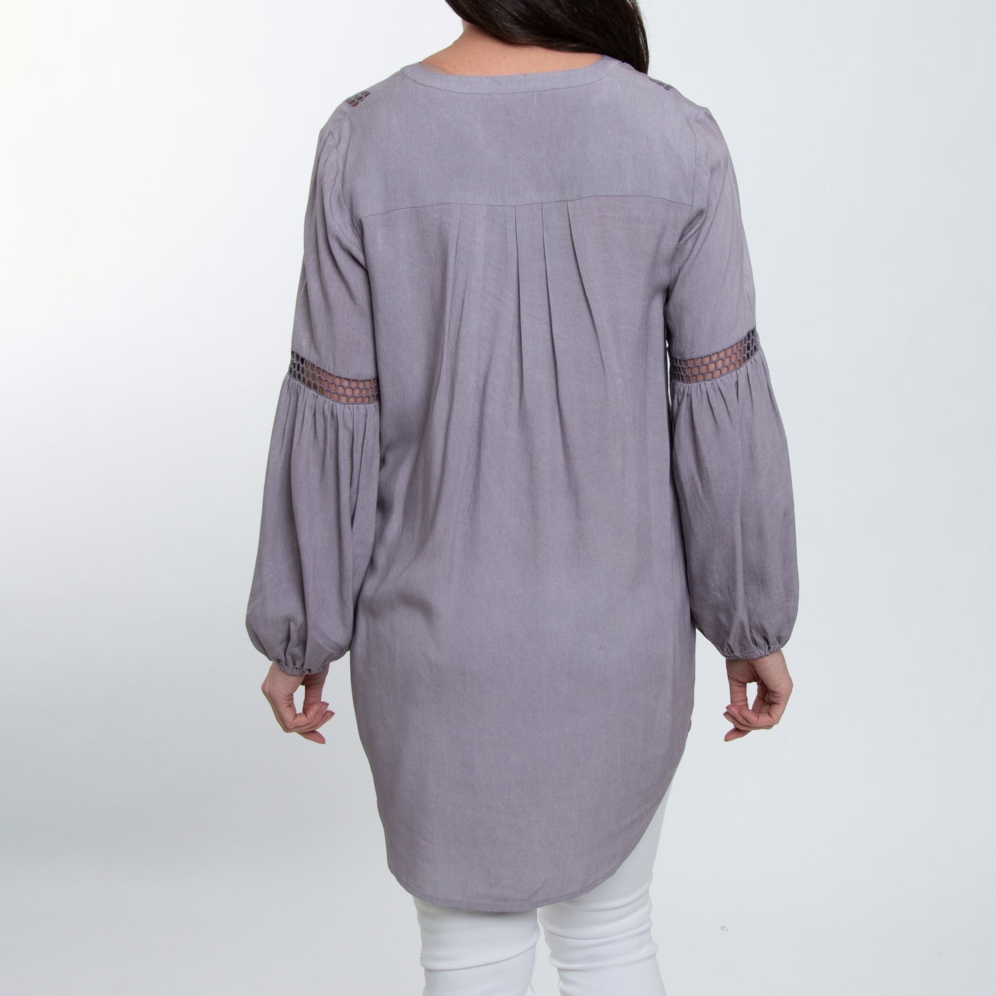 Oakley V-Neck Long Sleeve Lace Trim Tunic Shirt