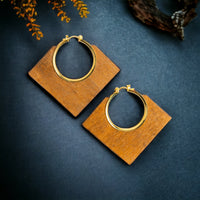 Samira Lightweight Blonde Open Diamond Wood Hoop Earrings