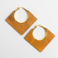 Samira Lightweight Blonde Open Diamond Wood Hoop Earrings
