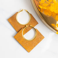 Samira Lightweight Blonde Open Diamond Wood Hoop Earrings