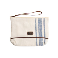 Zyla Jute Leather Handled Zip Closure Clutch Purse