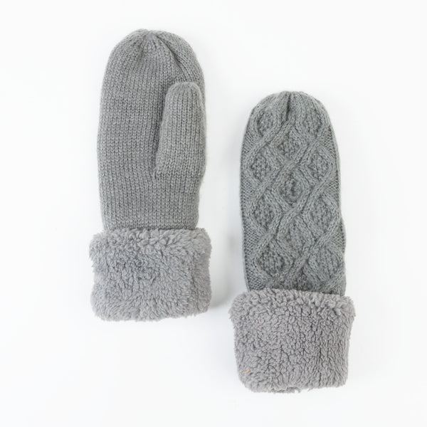 Brittin Knit Sherpa Cuff Mittens