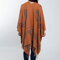 Rumi Reversible One Size Aztec Patterned Tasseled Wrap