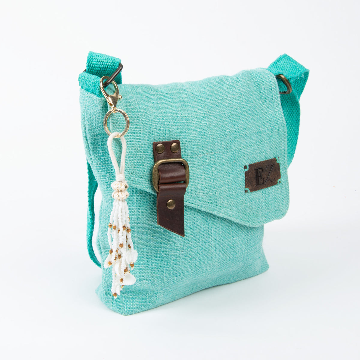 Belen Beaded Shell Gold Key Chain Purse Accessory