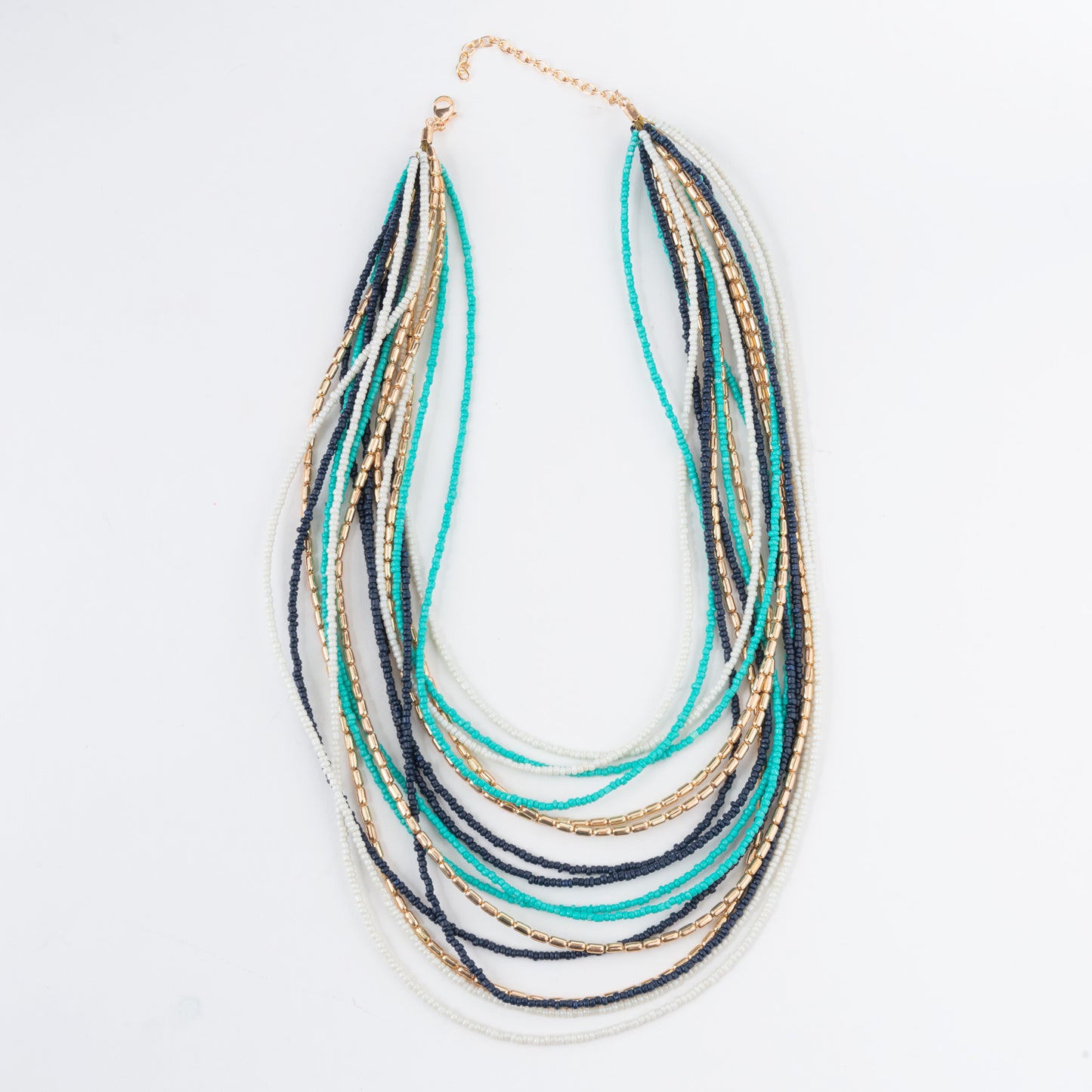 Zora Multi Row Seed Bead 12" Beaded Necklace