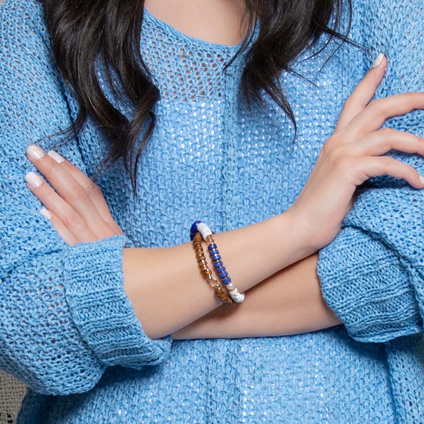 Paloma Mango Wood Layered Tasseled Stretch Bracelet