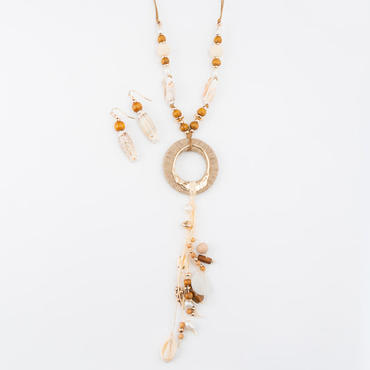 Aliyah Shell 22" Pendant Necklace & Earring Set