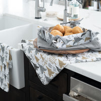 4 Piece Holiday Trees Tea Towel & Bread Basket Set