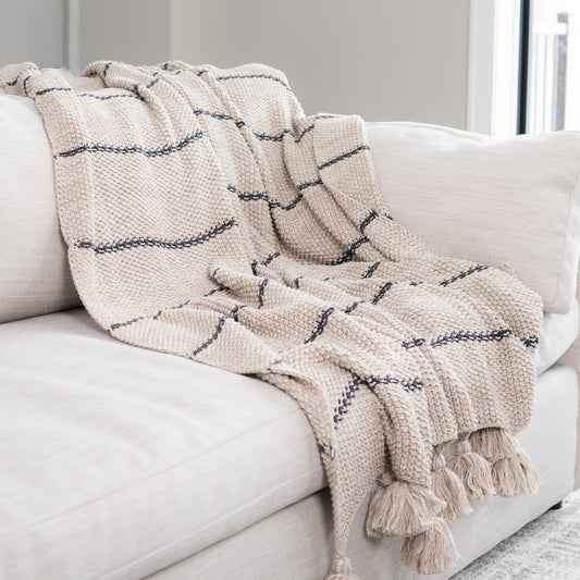 Elin 50x60" Recycled Cotton Sweater Knit Decorative Throw Blanket