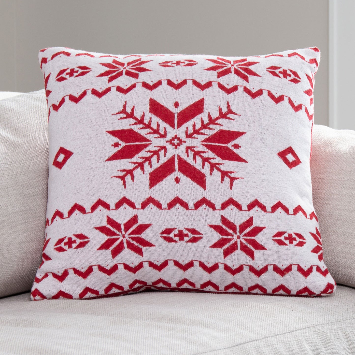 Kirsi 18x18" Recycled Cotton Reversible Decorative Holiday Pillow