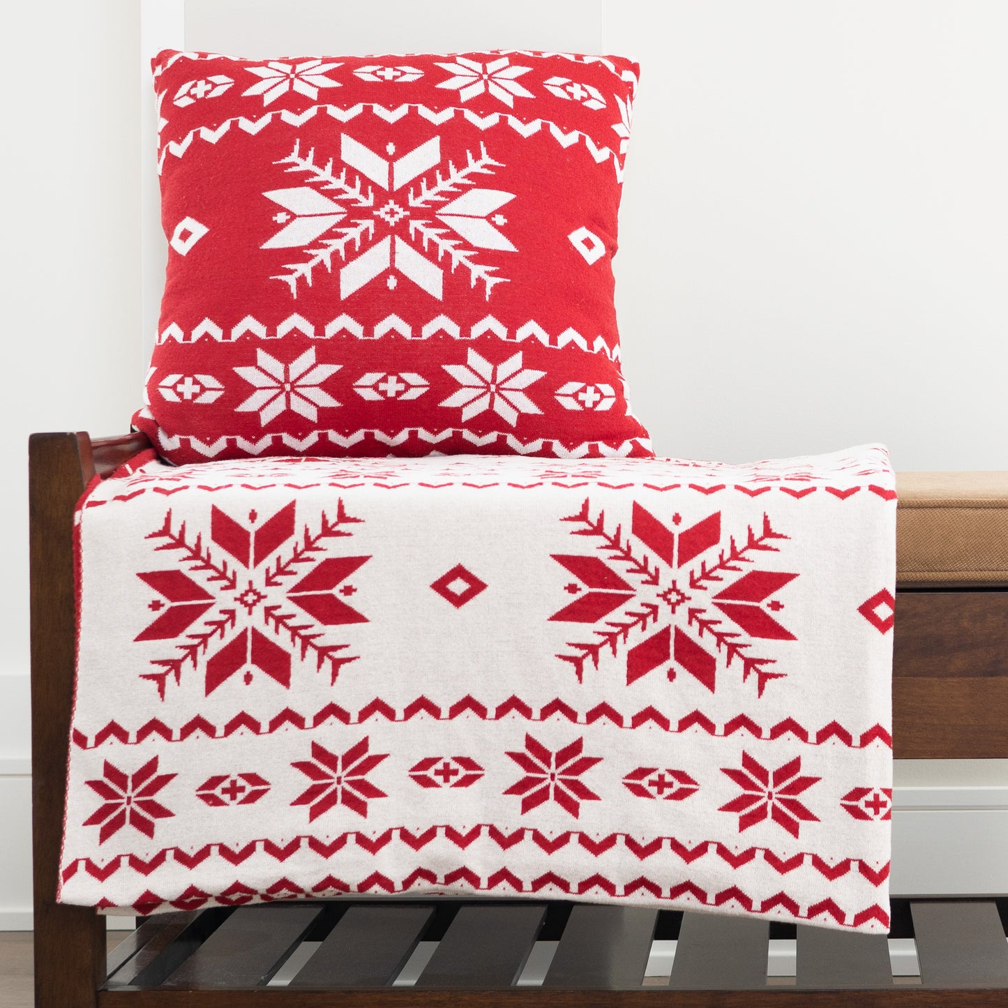 Kirsi 18x18" Recycled Cotton Reversible Decorative Holiday Pillow