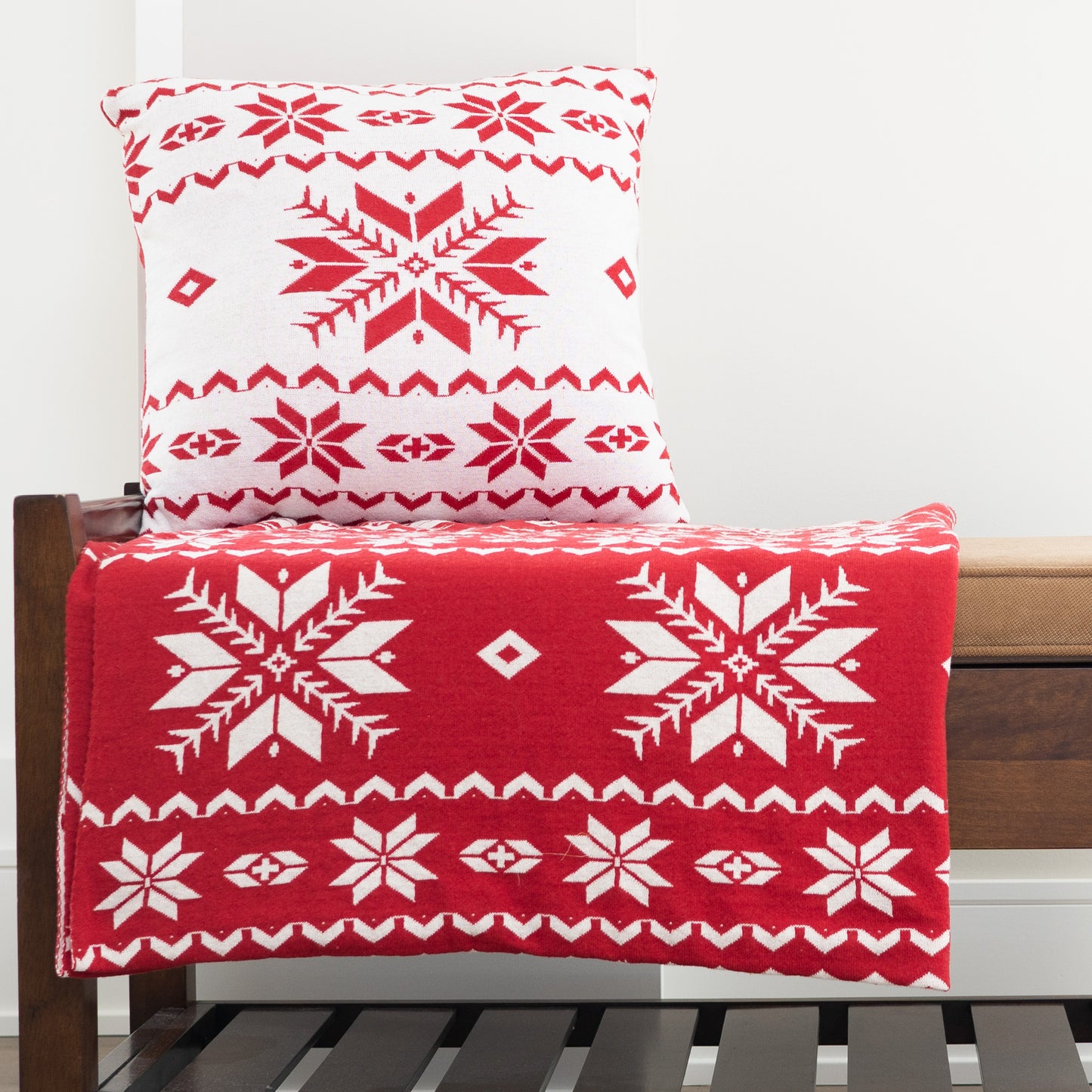 Kirsi 18x18" Recycled Cotton Reversible Decorative Holiday Pillow