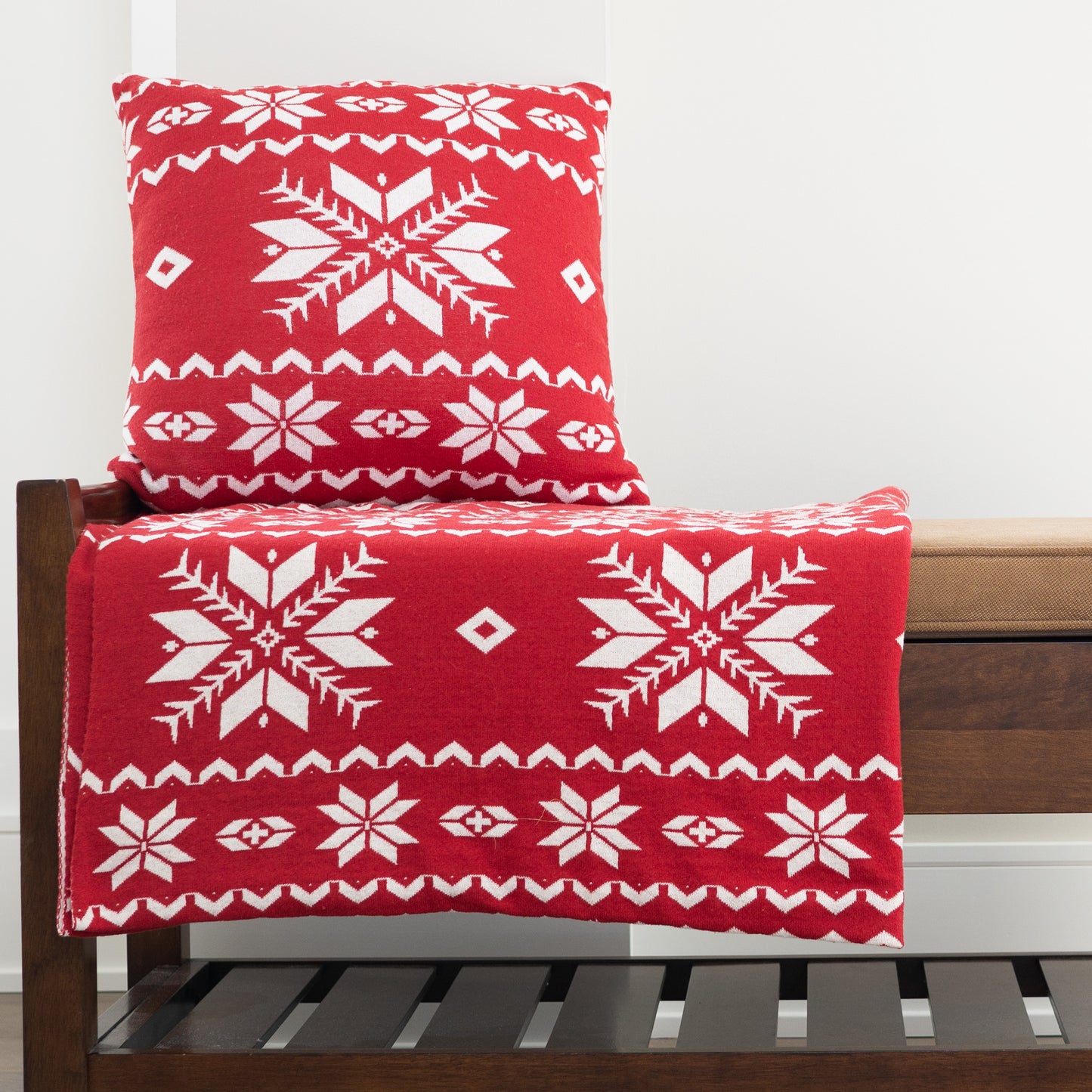 Kirsi 18x18" Recycled Cotton Reversible Decorative Holiday Pillow
