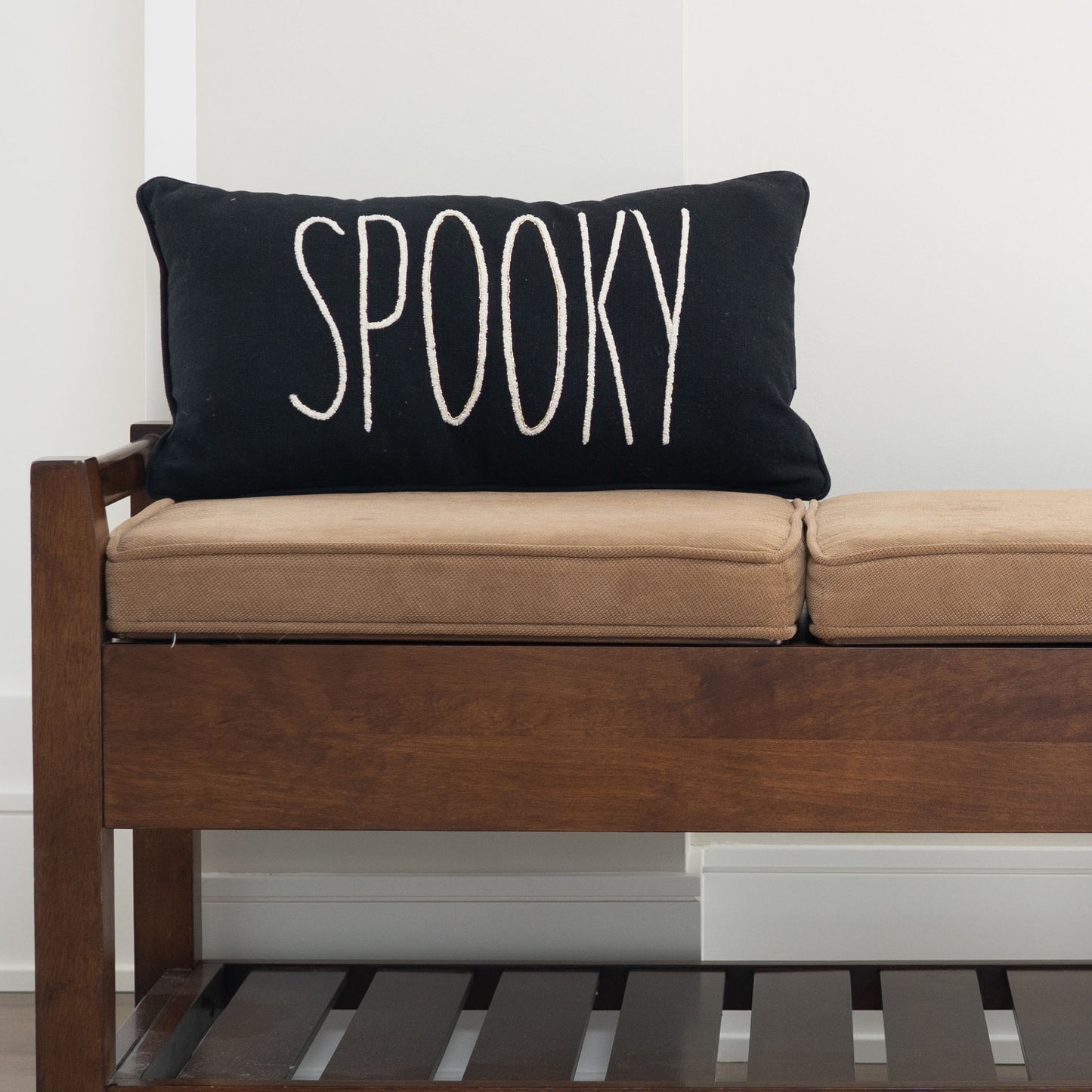 Halloween 12x22" Spooky Beaded Reversible Lumbar Pillow