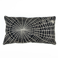 Halloween 12x22" Spider Web Embroidered Lumbar Pillow