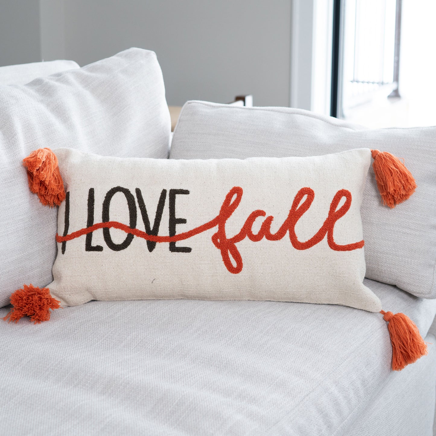Halloween 12x22" I Love Fall Embroidered Lumbar Pillow