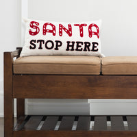 Christmas 12"x22" Santa Stop Here Embroidered Holiday Lumbar Pillow