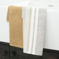 3 Piece Tan Stripe Kitchen Tea Towel Set