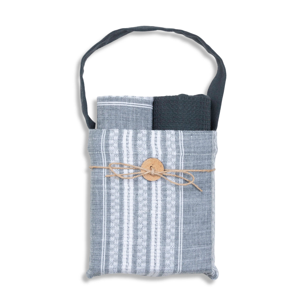 3 Piece Black Stripe Kitchen Tea Towel Set
