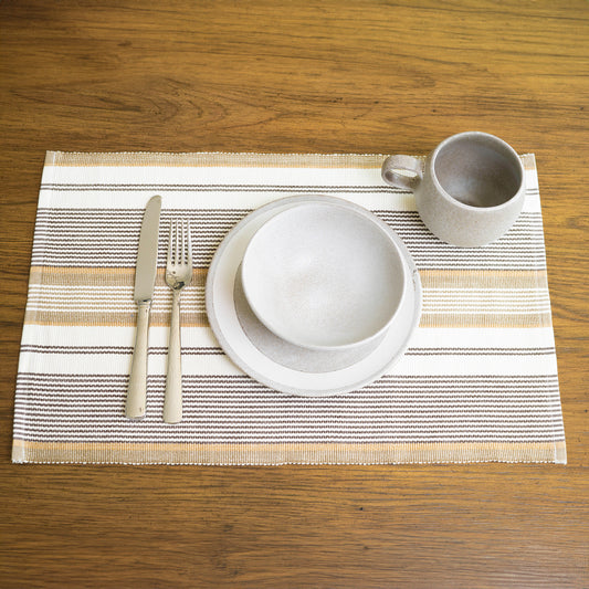 Tan Stripe Woven Dining Room Table Placemat