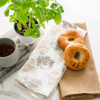 3 Piece Tan Floral Kitchen Tea Towel Set