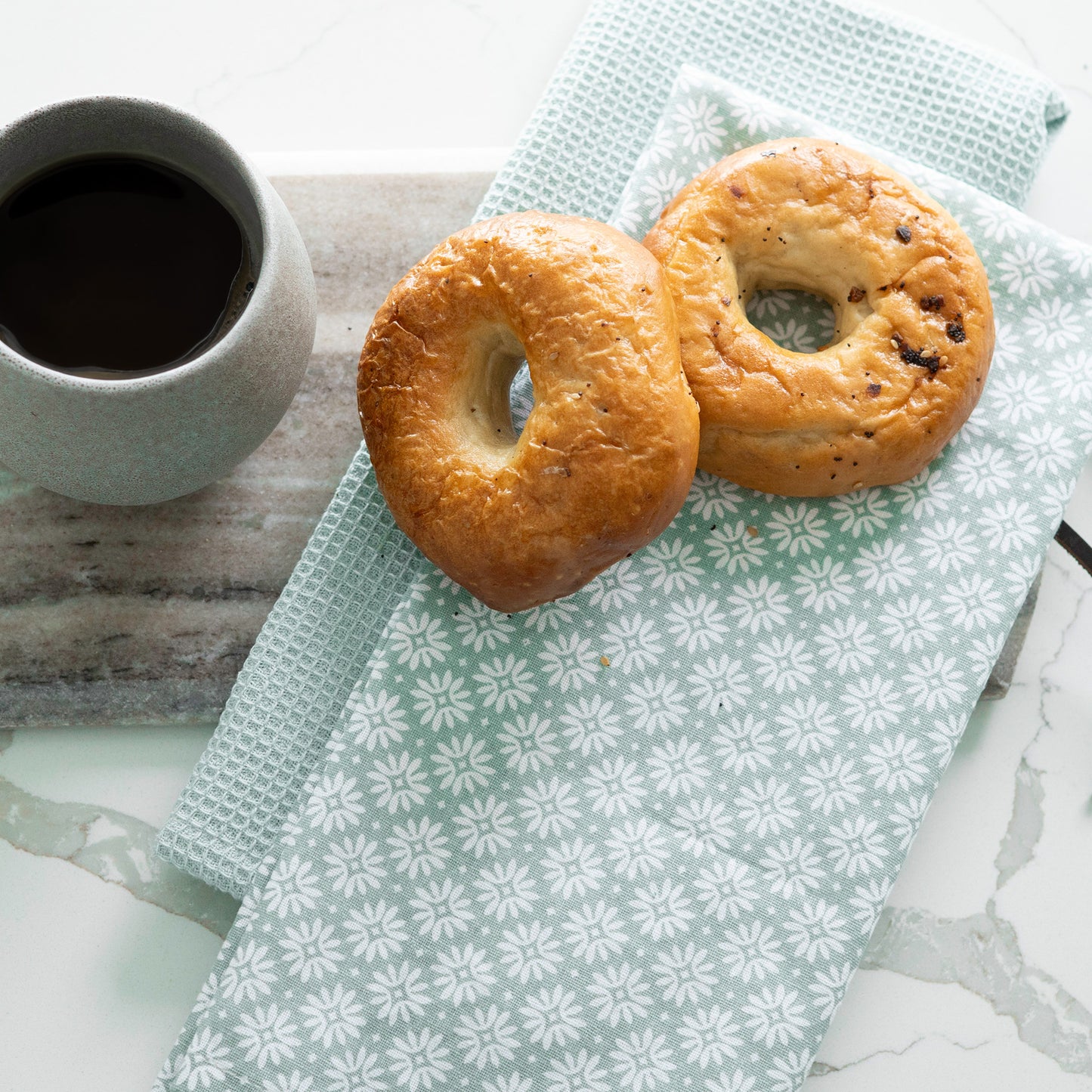 3 Piece Mint Floral Kitchen Tea Towel Set