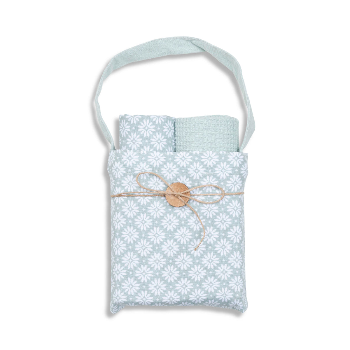 3 Piece Mint Floral Kitchen Tea Towel Set