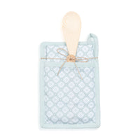 3 Piece Mint Floral Kitchen Tea Towel & Pot Holder Set