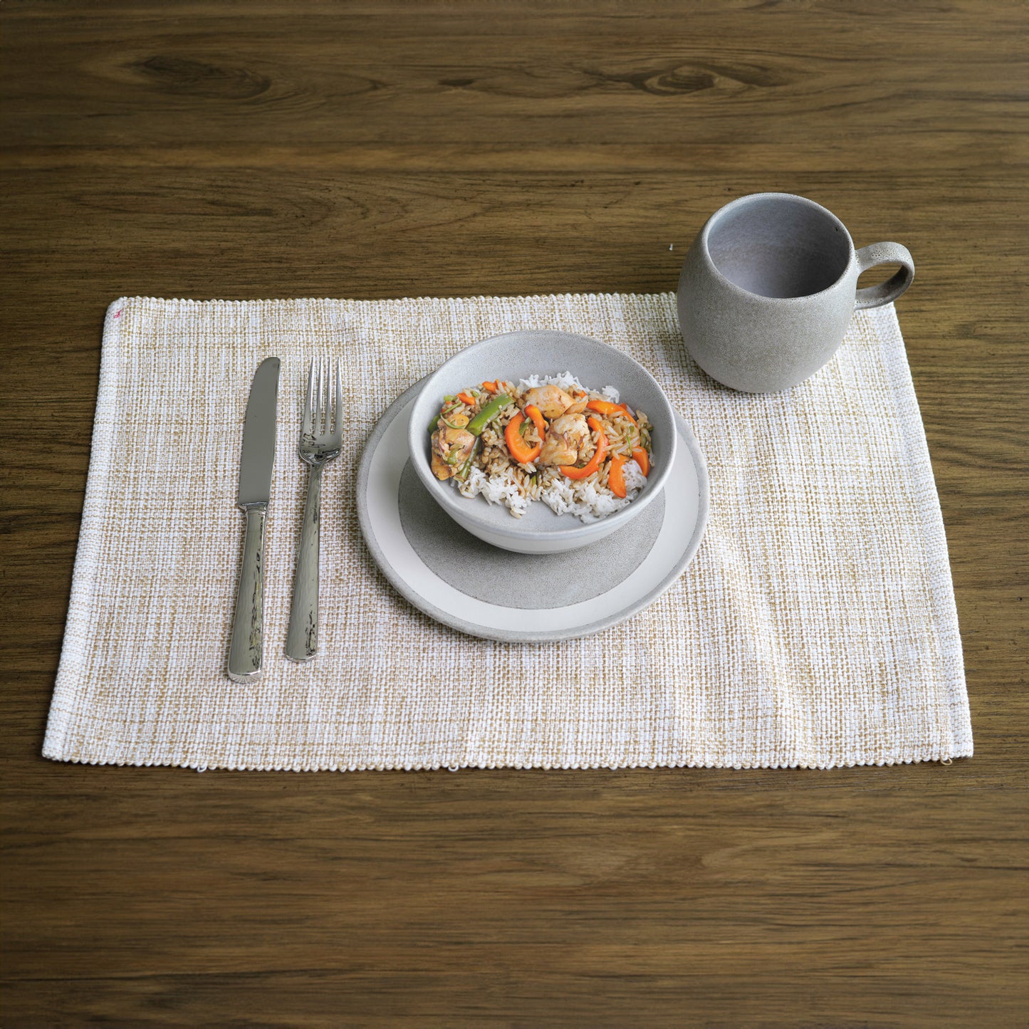 Tan Textured Woven Dining Room Table Placemat