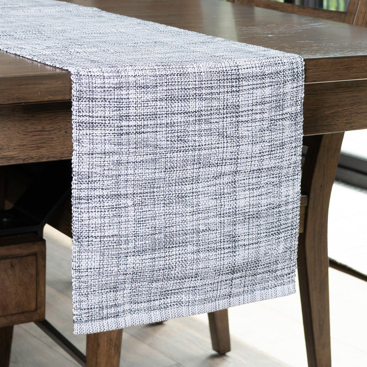 Gray Textured Woven Kitchen Table Runner