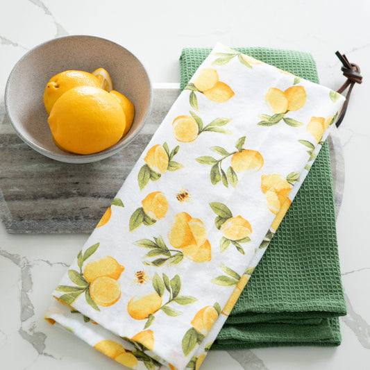3 Piece Lemon Tree Woven Kitchen Tea Towel Set