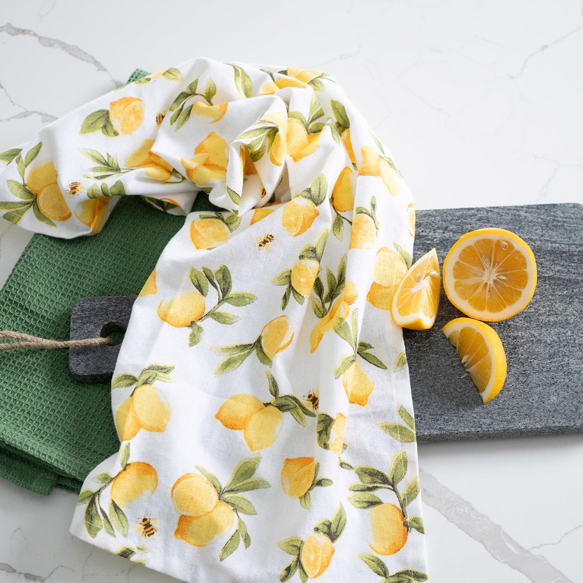 3 Piece Lemon Tree Woven Kitchen Tea Towel Set