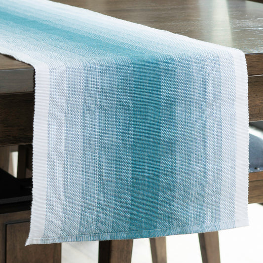 Teal Ombre Woven Kitchen Table Runner