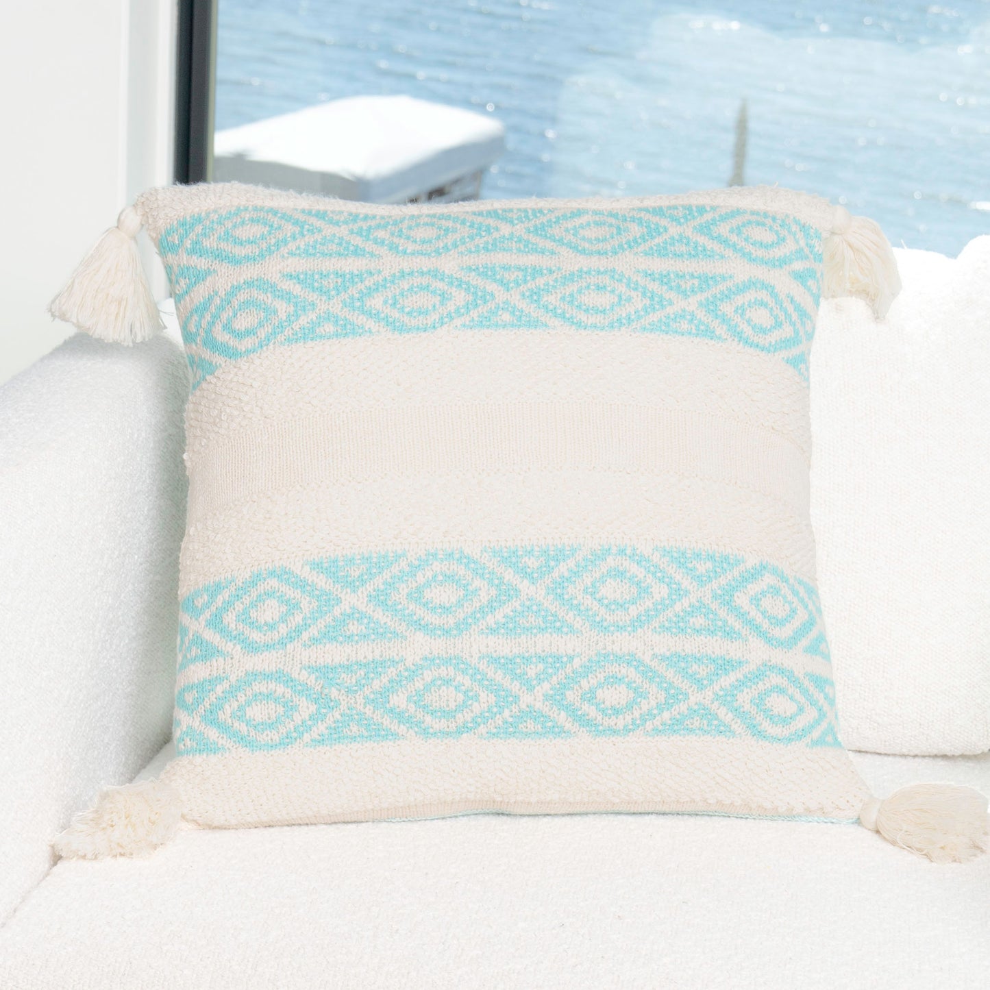 Necalli 18X18" Reversible Striped Cotton Throw Pillow