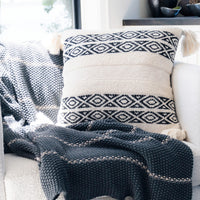 Necalli 18X18" Reversible Striped Cotton Throw Pillow
