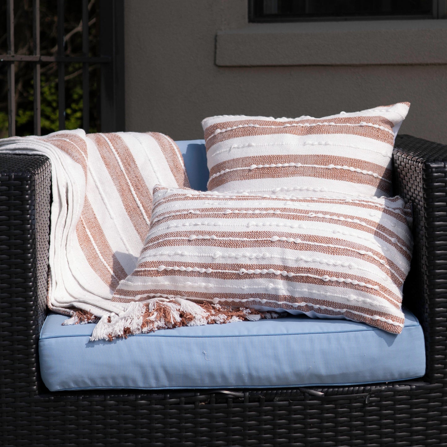 Romy 12X22" Handwoven Striped Indoor/Outdoor Throw Pillow