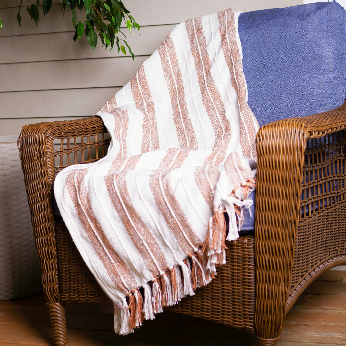 Romy 50x70" Indoor/Outdoor Recycled Woven Throw Blanket