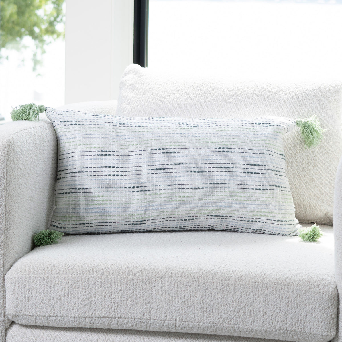 Zahara 12X22" Handwoven Striped Indoor/Outdoor Throw Pillow