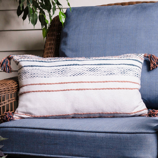 Tylanne 12X22" Handwoven Striped Indoor/Outdoor Throw Pillow