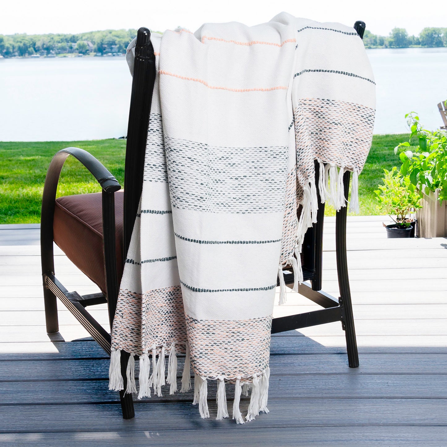 Tylanne 50x70" Indoor/Outdoor Recycled Woven Throw Blanket