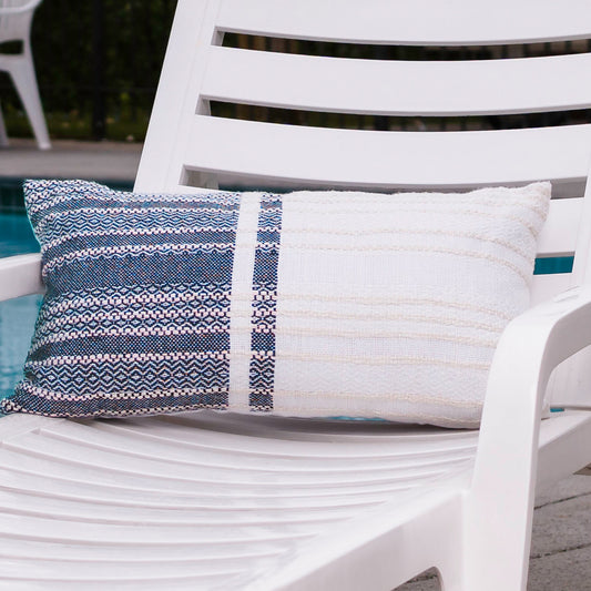 Genevieve 12X22" Handwoven Striped In/Outdoor Throw Pillow