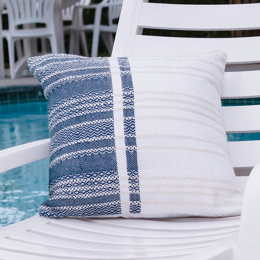 Genevieve 18X18" Handwoven Striped In/Outdoor Throw Pillow