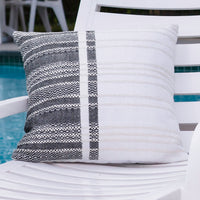 Genevieve 18X18" Handwoven Striped In/Outdoor Throw Pillow
