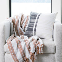 Genevieve 18X18" Handwoven Striped In/Outdoor Throw Pillow