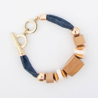 Caris Geo Wood and Denim Toggle Bracelet