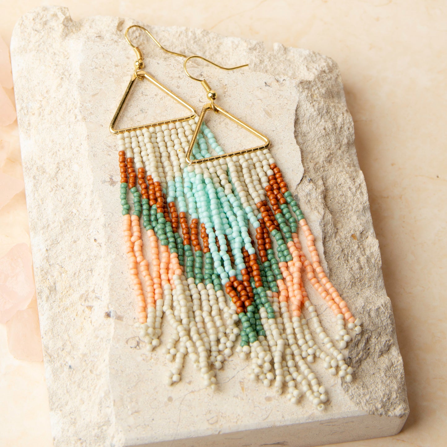 Irie Seed Bead Triangle Chandelier Earrings