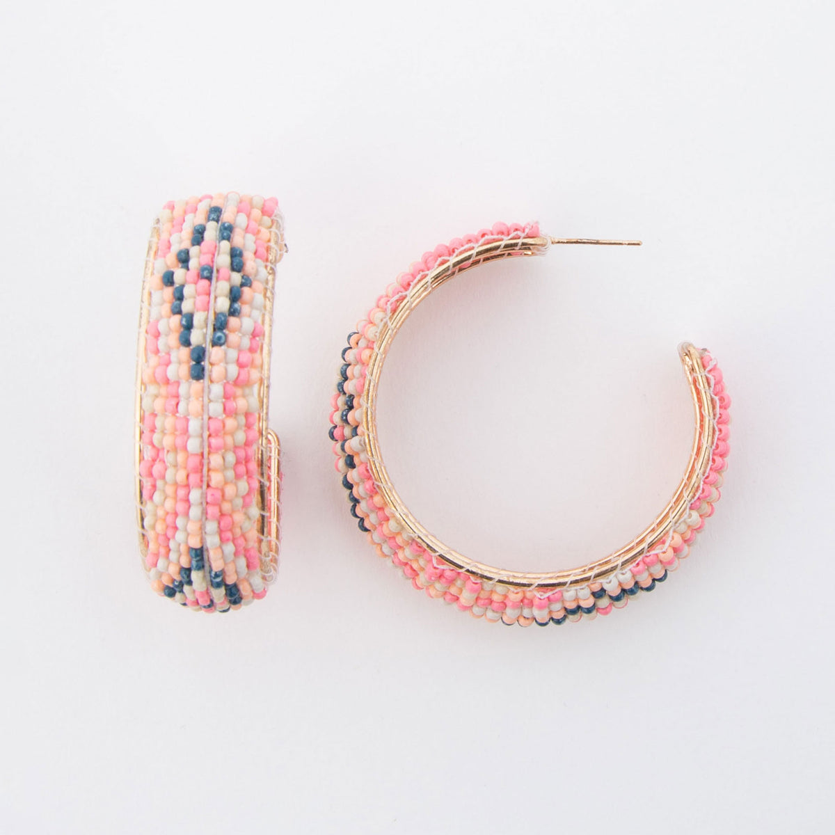 Irie Multi-Color Beaded C Hoop Earrings